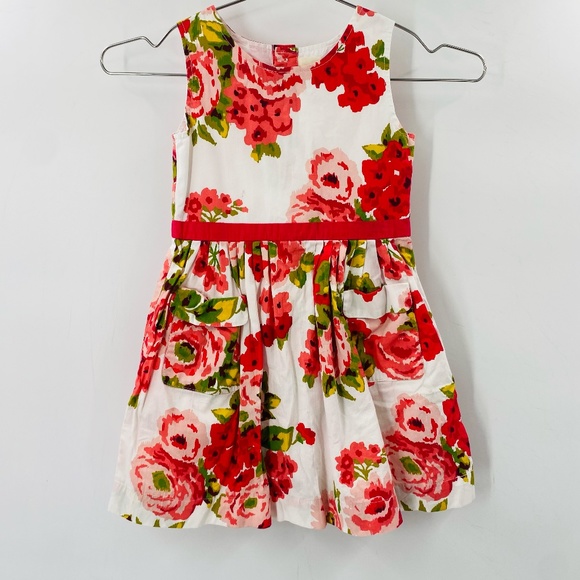 Mini Boden Other - Mini Boden Sleeveless Floral Dress White Red Size 2-3